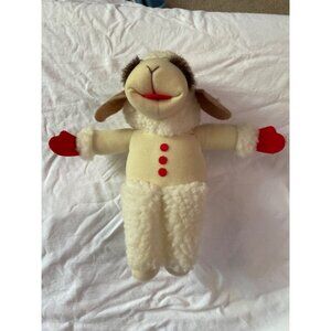 Vintage 1993 Lamb Chop Plush Toy 9" Shari Lewis White Red Buttons Polyester CE
